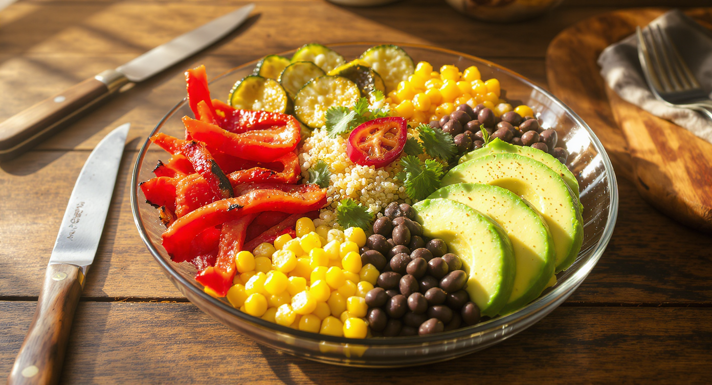 High-Protein Vegan Mexican Charred Veggie & Black Bean Bowl