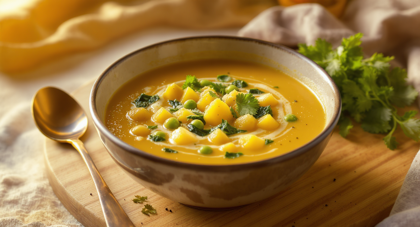 High-Protein Chickpea Samosa Soup