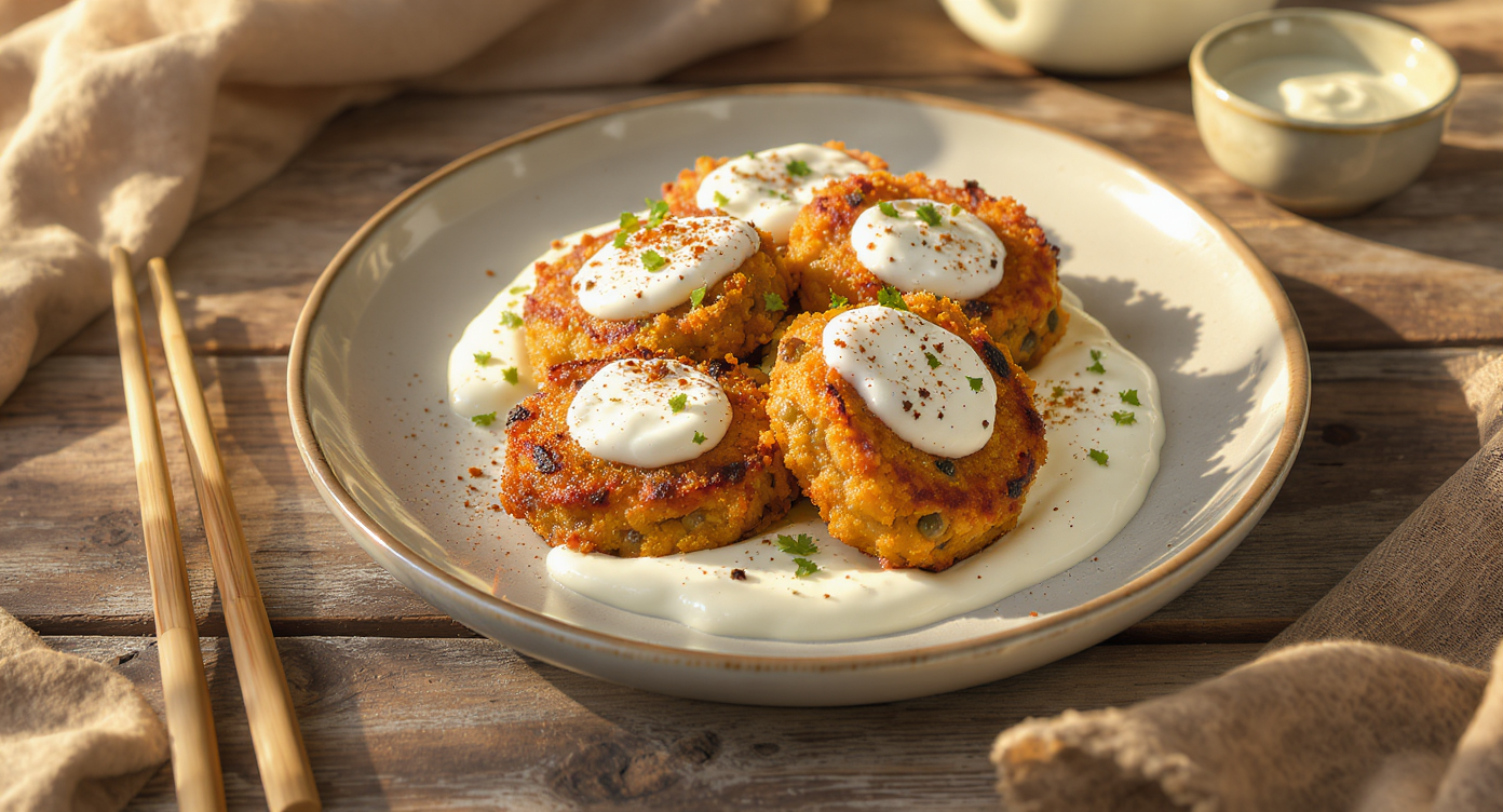 Carolina-Style Smothered Black-Eyed Pea Cakes with Creamy Herb Sauce