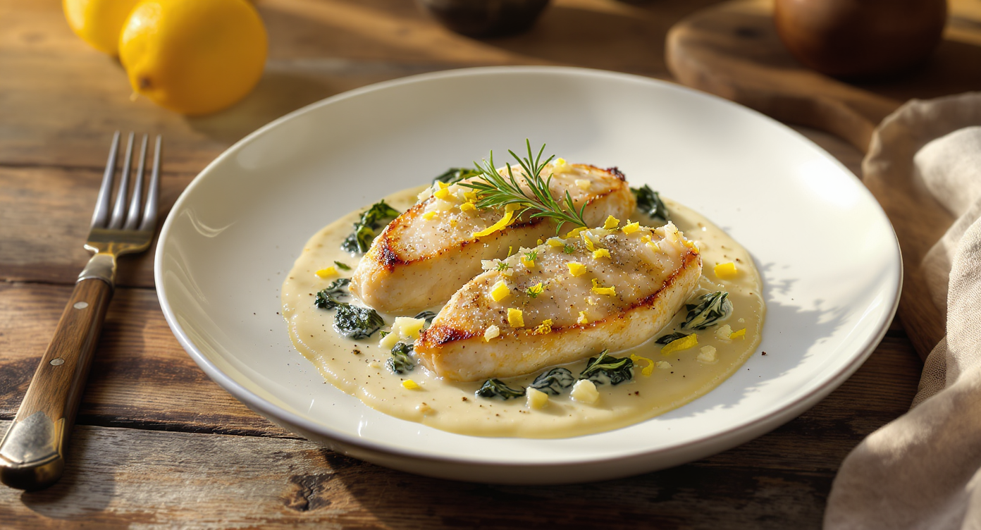 Keto Chicken Florentine with Lemon and Rosemary