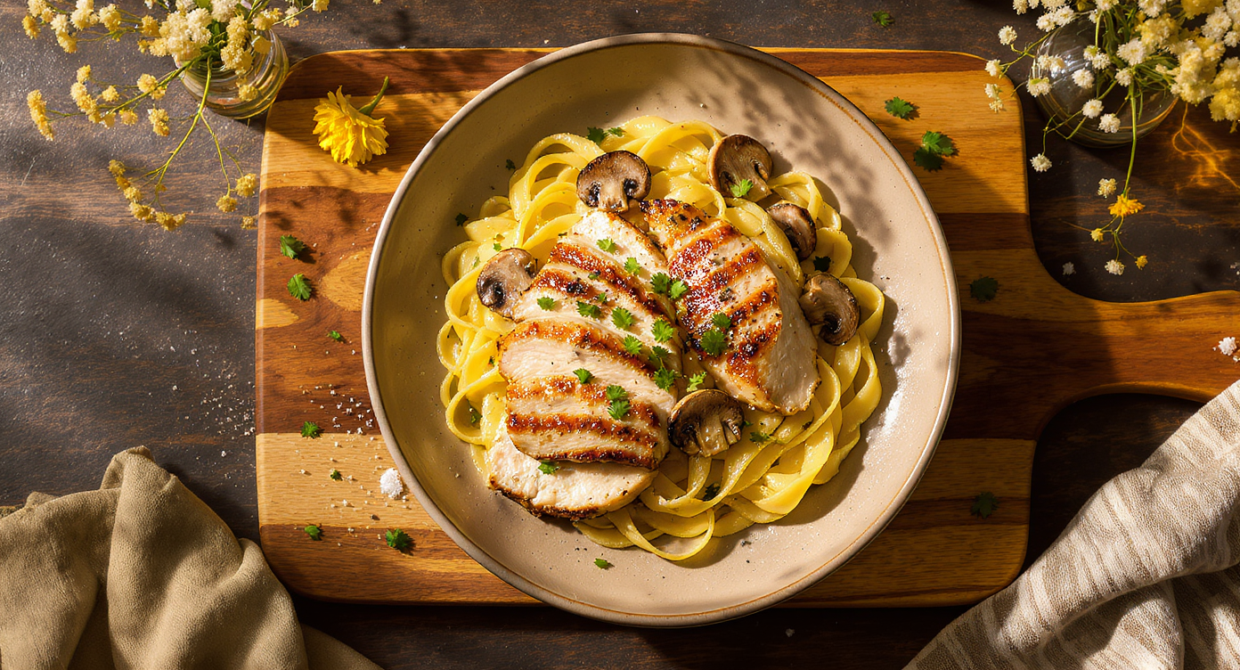 Chanterelle Mushroom & Chicken Tagliatelle