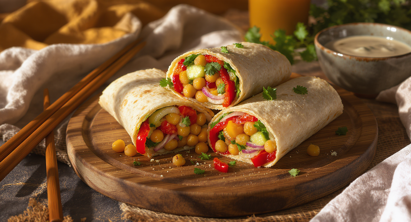 Chickpea & Roasted Pepper Snack Wraps