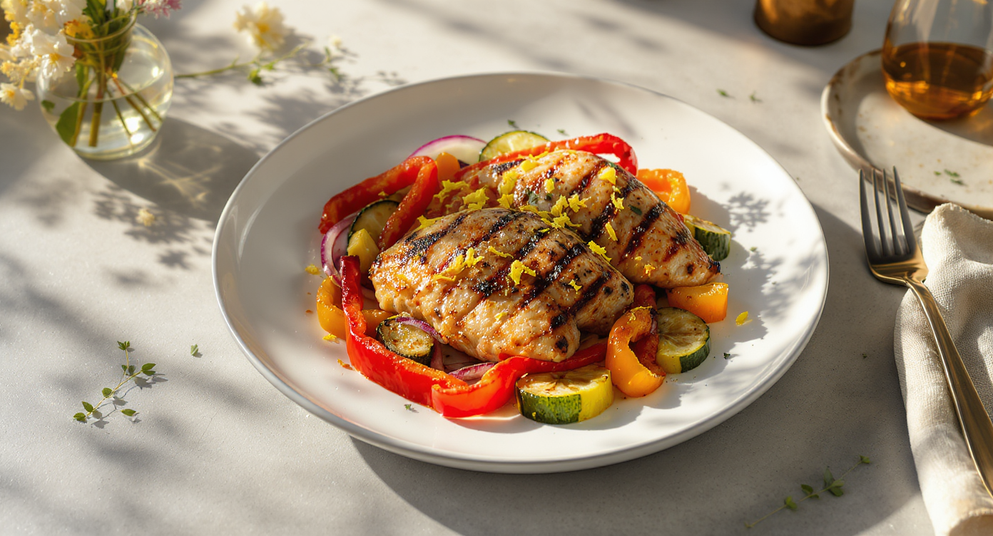 Lemon-Herb Grilled Chicken with Colorful Veggies