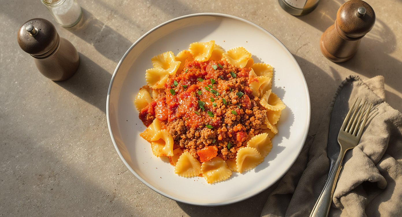 Quick Beef & Bow Tie Pasta Skillet